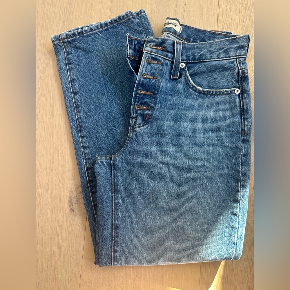 Madewell 23P vintage straight jeans Becker wash button front